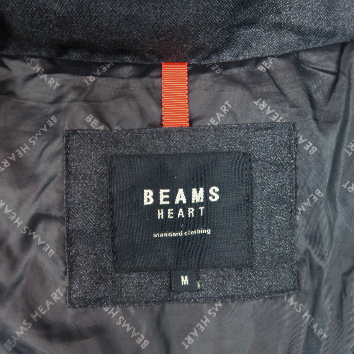 BEAMS HEART – Navy Herringbone Down Puffer Jacket – Vanitasism